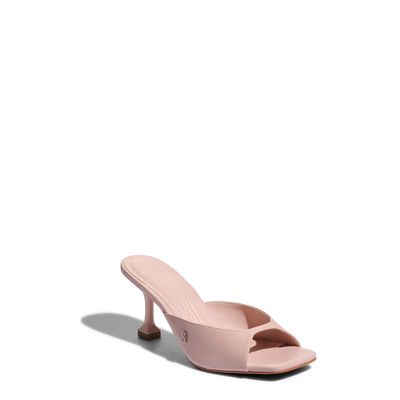 Mule Couro Recorte Rosa