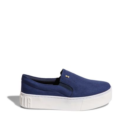 Tênis Slip On Suede Sola Alta Azul