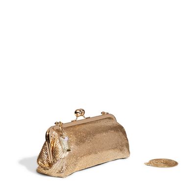 Bolsa Pequena Dourada Strass Alça Transversal