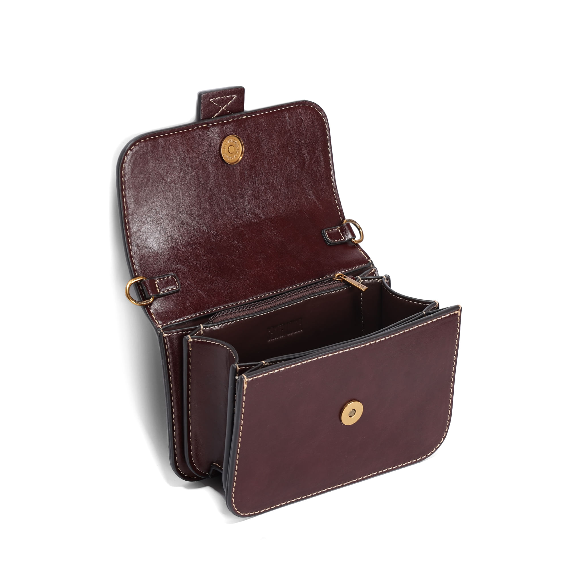 Bolsa Baguete Pequena Rústico Roxo Berry Pespontos - Santa Lolla