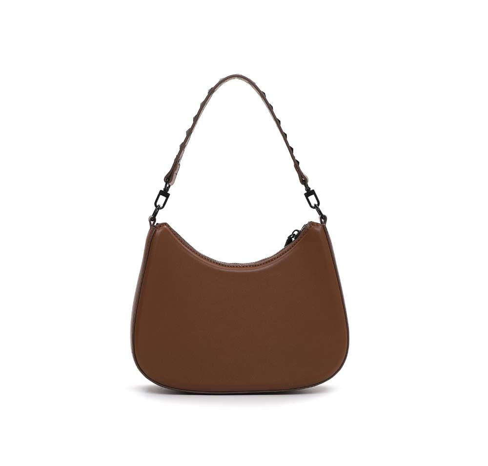 Bolsa Baguete Média Soft Marrom Alça Spikes - Santa Lolla