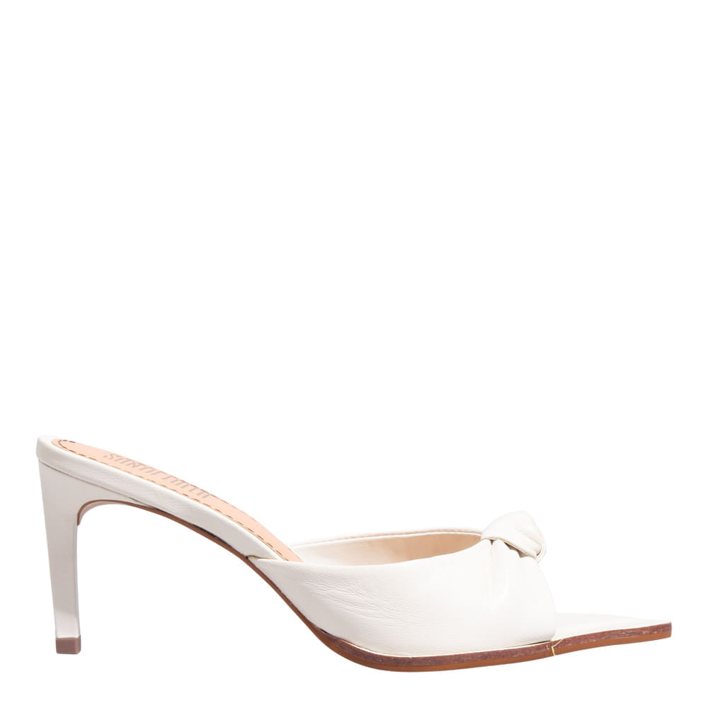 Mule Bico Folha Couro Pelica Soft Off White - Santa Lolla