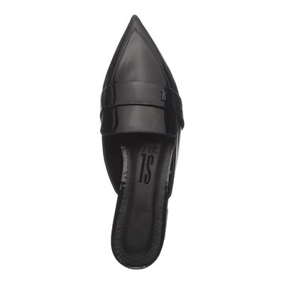 Mocassim Mule Preto Verniz Bico Fino