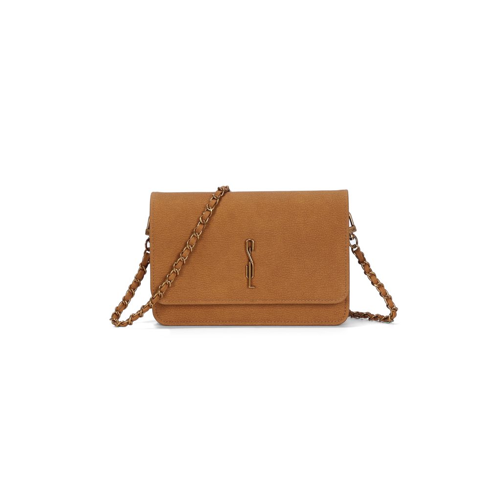 Bolsa Flap Pequena Nobuck Caramelo Alça Corrente - Santa Lolla