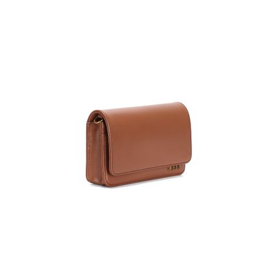 Bolsa Pequena Soft Liso Marrom Safari Transversal