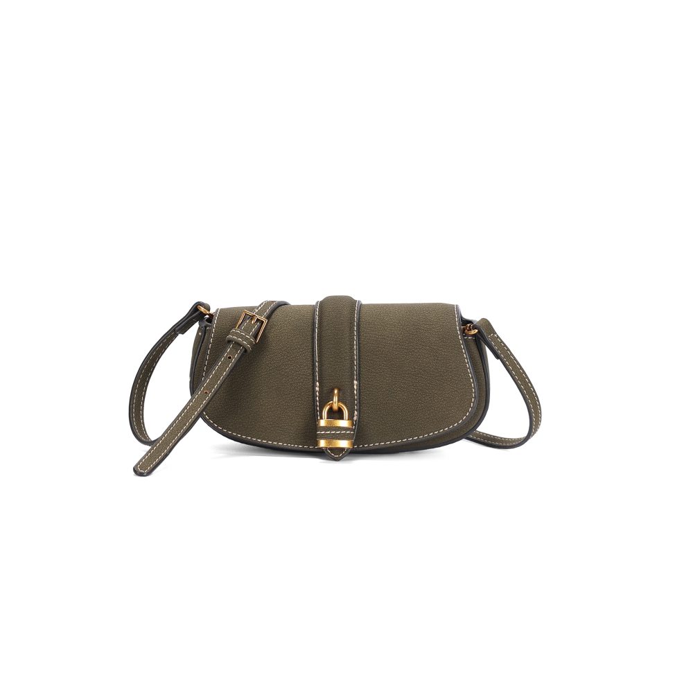 Bolsa Nobuck Pequena Transversal Verde Army Cadeado - Santa Lolla