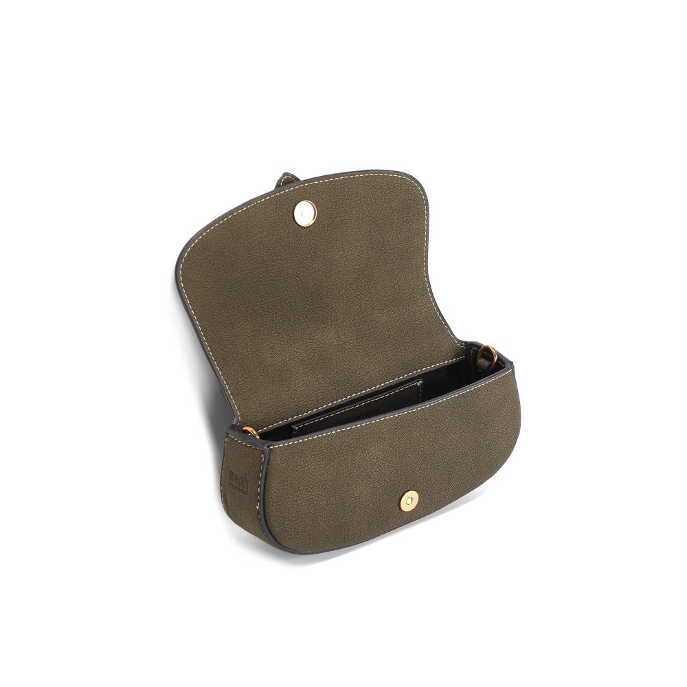 小物 BB Bolsa Nobuck Pequena Transversal Verde Army Cadeado - Santa Lolla