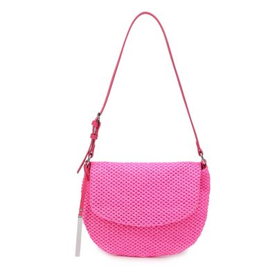 Bolsa Transversal Rosa Tramada Alça Fina