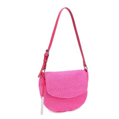 Bolsa Transversal Rosa Tramada Alça Fina