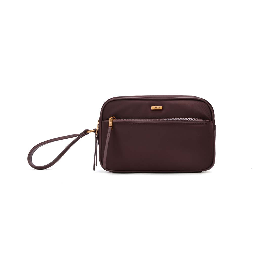 Necessaire Média Nylon Marrom Cocoa Alça De Mão - Santa Lolla