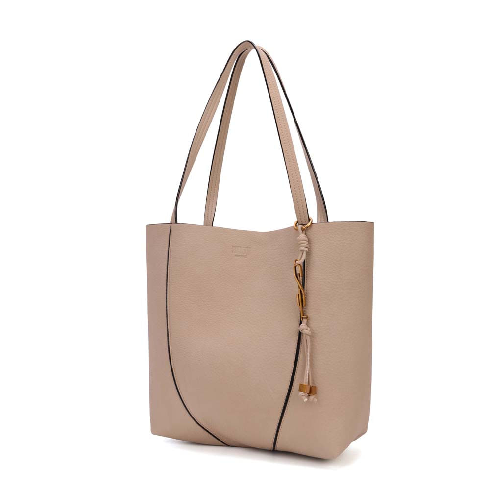 Bolsa Tote Média Nobuck Bege Sand Alça Longa - Santa Lolla