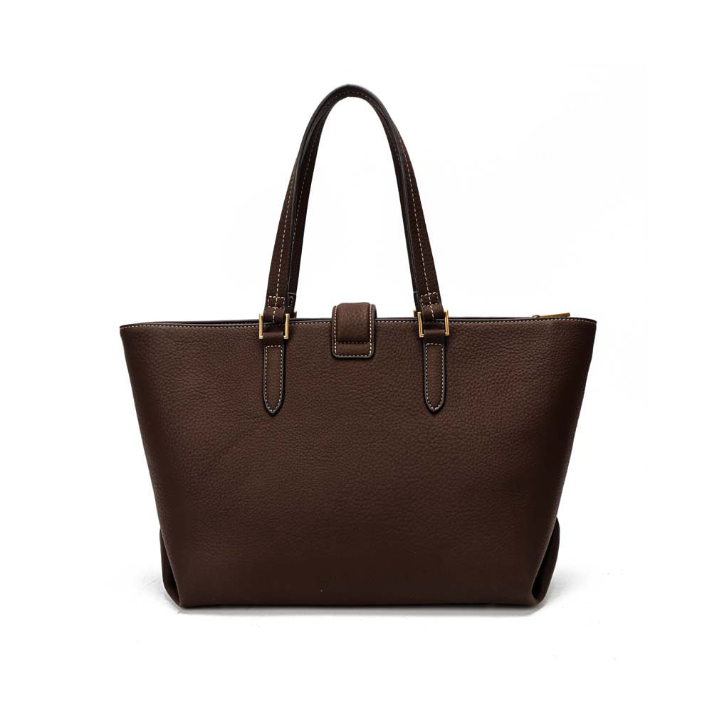 Bolsa Shopper Grande Nobuck Marrom Dark Pespontos - Santa Lolla
