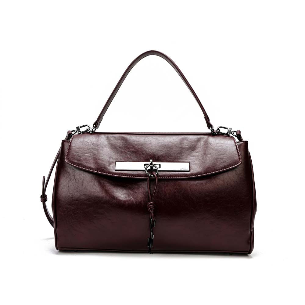 Bolsa Quadrada Rústico Liso Roxo Berry Alça Dupla - Santa Lolla