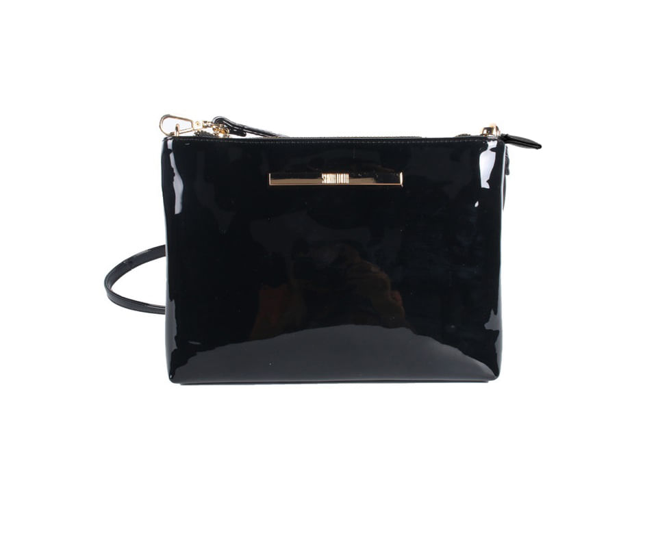 Bolsa Verniz Pequena Tag Preta