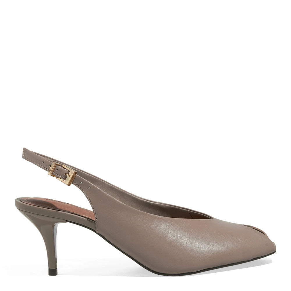 Peep Toe Slingback Couro Soft Salto Baixo Preto - Santa Lolla
