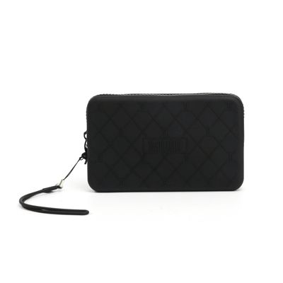 Bolsa Clutch Preta Borracha Alça