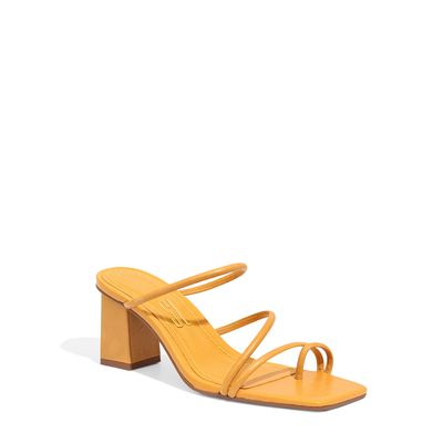 Mule Couro Soft Tiras Amarelo