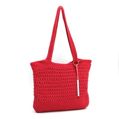 Bolsa Tote Tramado em Crochê Rosa Pink