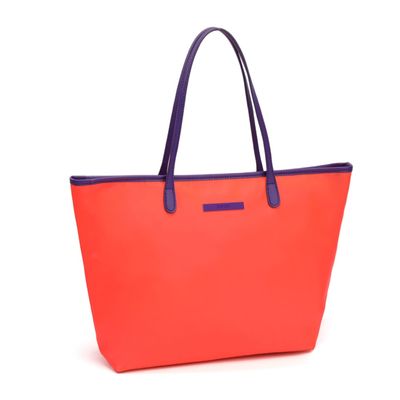 Bolsa Shopper Universitária Nylon Laranja e Roxo