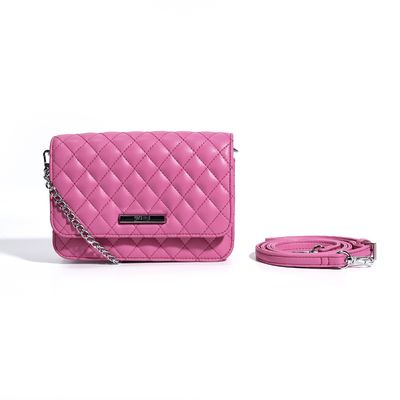 Bolsa Transversal Rosa Matelassê Alça Fina