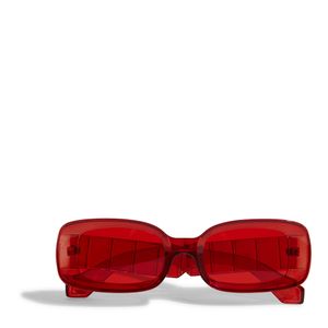 Óculos de Sol Retangular Retrô Acetato Vermelho