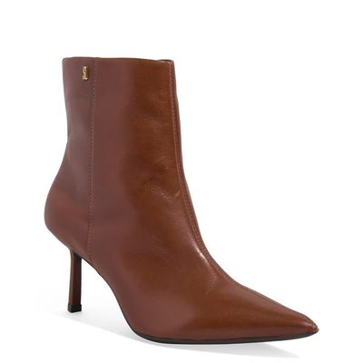 Bota Couro Soft Cano Curto Bico Fino Marrom Terracota