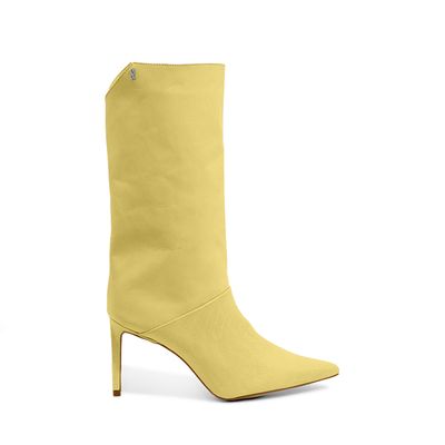 Bota Amarela Couro Cano Médio
