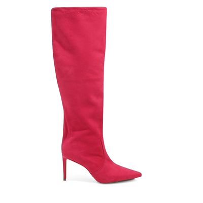 Bota Rosa Couro Cano Longo