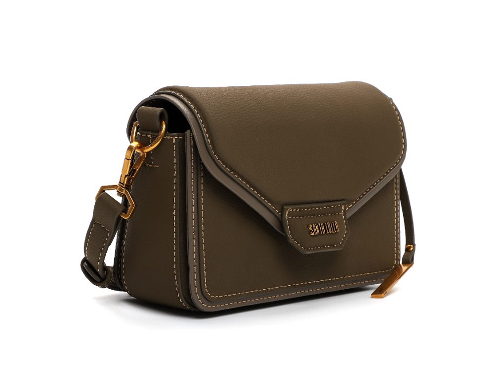 Bolsa Envelope Pequena Nobuck Cinza Steel Transversal - Santa Lolla