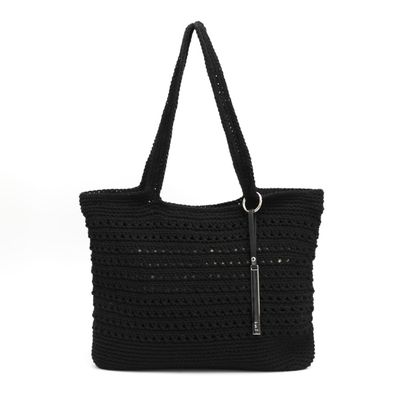 Bolsa Tote Tramado em Crochê Preto
