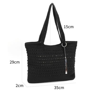 Bolsa Tote Tramado em Crochê Preto