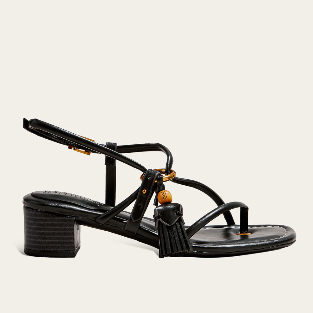 Sandália Napa Marrom Salto Grosso Tassel - Santa Lolla