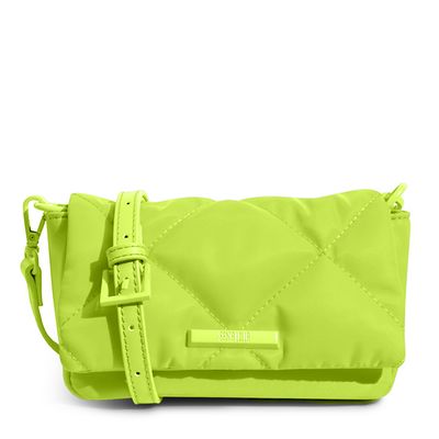 Bolsa Puffer Matelassê Pequena de Nylon Amarelo Neon