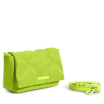 Bolsa Puffer Matelassê Pequena de Nylon Amarelo Neon