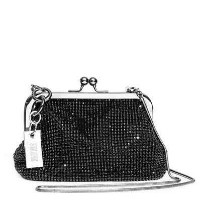 Bolsa Preta Cristal com Strass e Fecho Retrô
