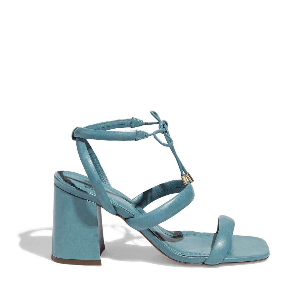 Sandália salto quadrado tiras soft petróleo Santa Lolla