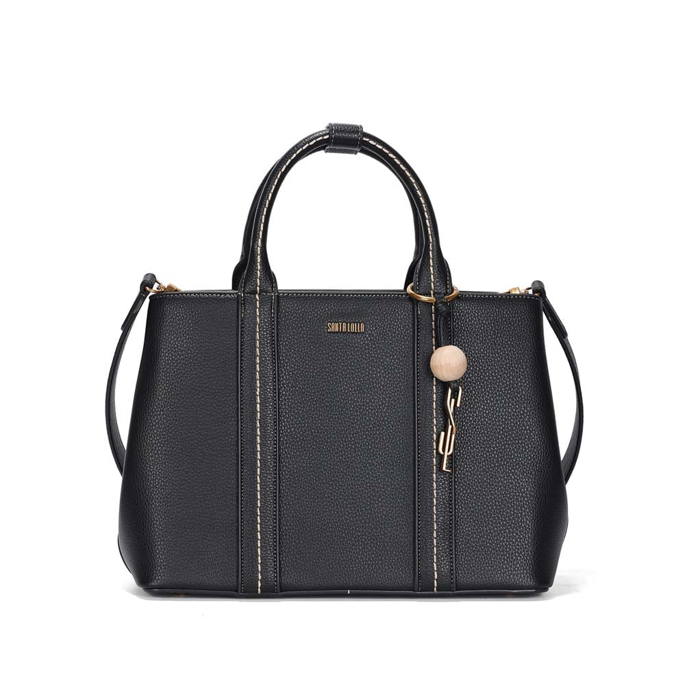 Bolsa Tote Média Floater Cinza Pespontos Transversal - Santa Lolla