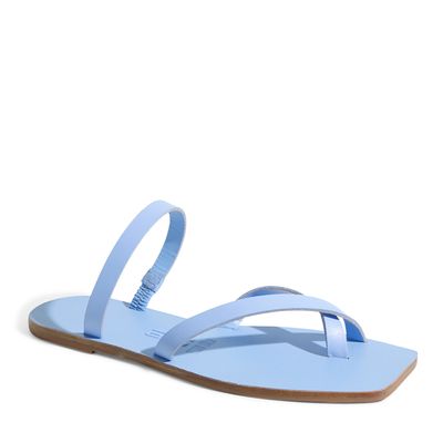 Rasteira Couro Nobre Soft Azul Maresia