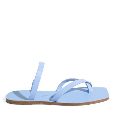 Rasteira Couro Nobre Soft Azul Maresia