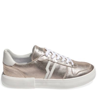 Tenis Couro Nobre Metalizado Dourado