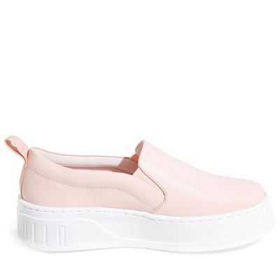 Tênis Slip On Rosa Bico Redondo