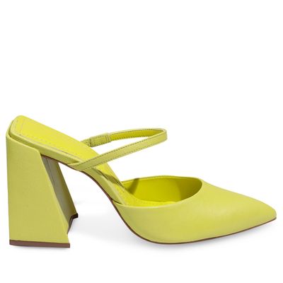 Mule Couro Pelica Soft Limão