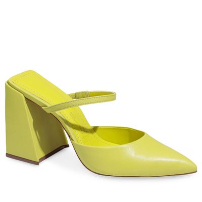 Mule Couro Pelica Soft Limão