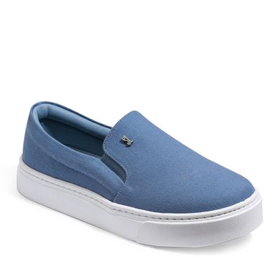 Tênis Slip On Lona Deserto Azul Denim