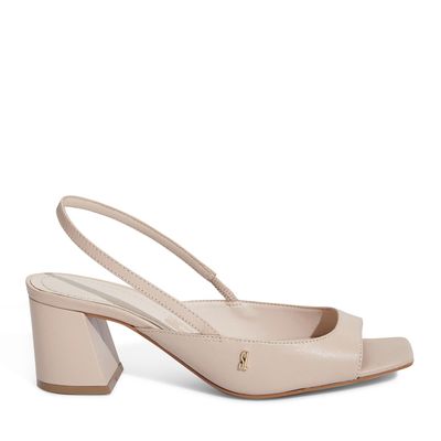 Peep Toe Couro Pelica Premium Bege Areia