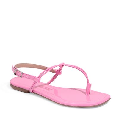 Rasteira Verniz Rosa Azaleia