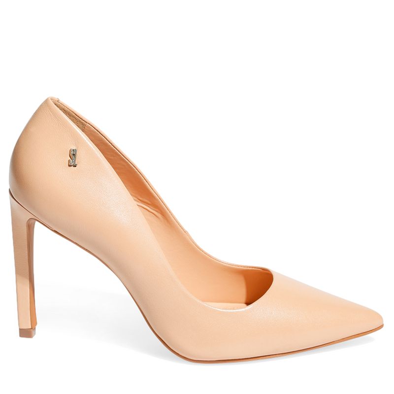 Scarpin nude hot sale couro