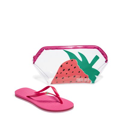 Flip Flop Borracha Vermelho Chilli Com Necessaire