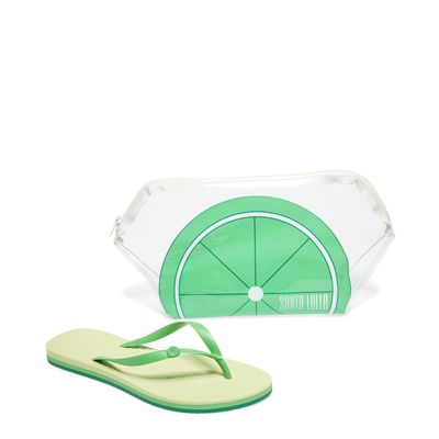 Flip Flop Borracha Verde Limão Com Necessaire