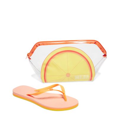 Flip Flop Borracha Laranja Com Necessaire